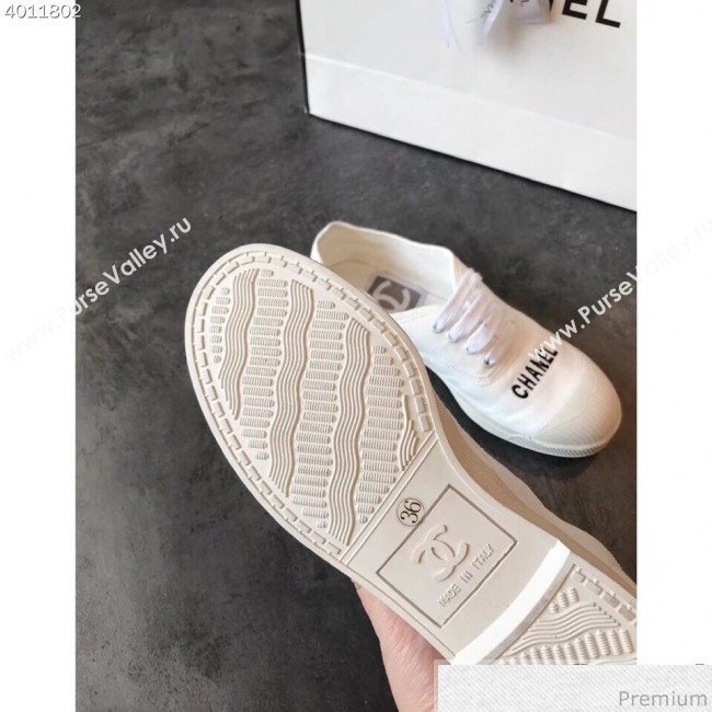 Chanel Soft Fabric Lace-up Sneaker White/Black Logo 2019 (EM-9031921)