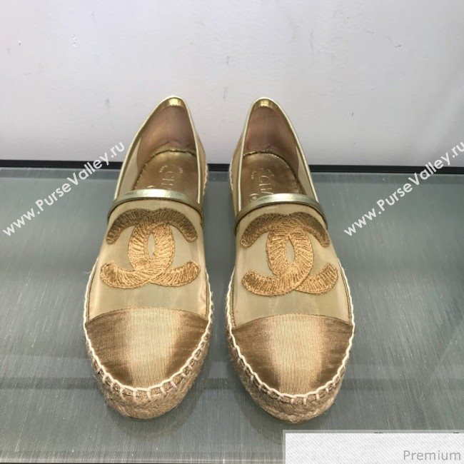 Chanel Mesh Espadrilles G34651 Gold 2019 (HANB-9031925)