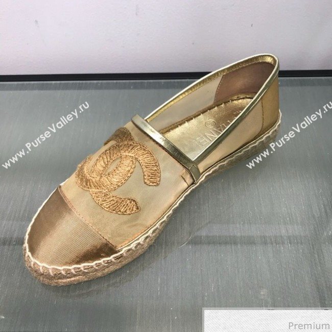 Chanel Mesh Espadrilles G34651 Gold 2019 (HANB-9031925)
