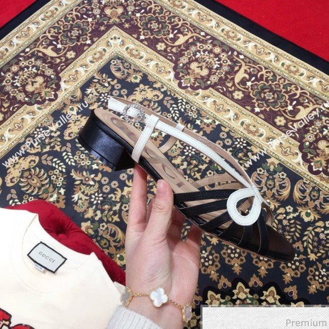 Gucci Metallic Leather Sandal 549645 White/Black 2019 (KL-9031932)