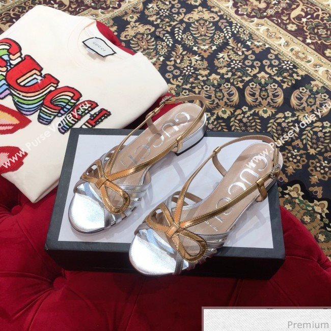 Gucci Metallic Leather Sandal 549645 Gold/Silver 2019 (KL-9031930)