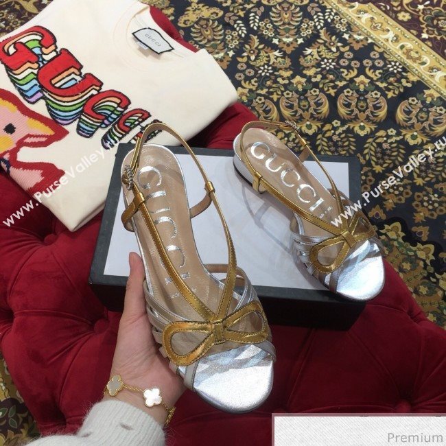 Gucci Metallic Leather Sandal 549645 Gold/Silver 2019 (KL-9031930)