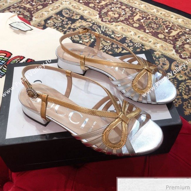 Gucci Metallic Leather Sandal 549645 Gold/Silver 2019 (KL-9031930)