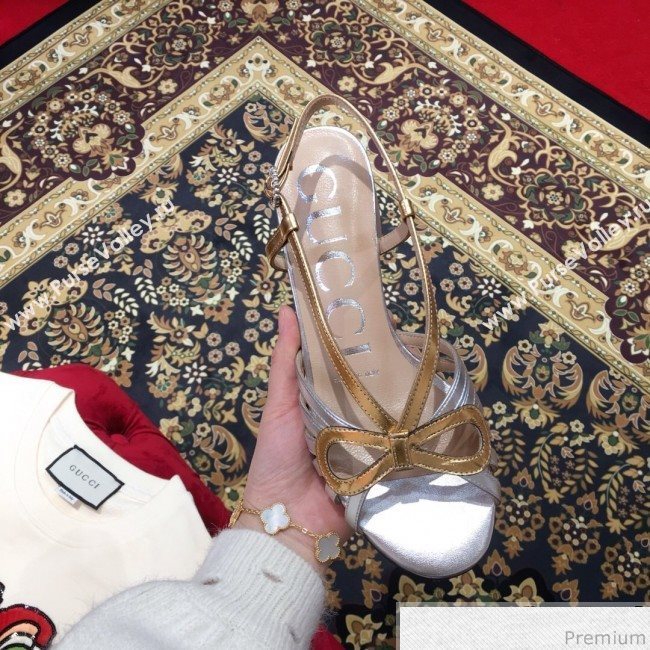 Gucci Metallic Leather Sandal 549645 Gold/Silver 2019 (KL-9031930)