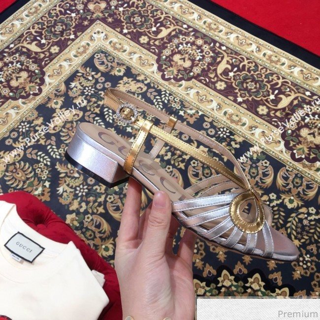 Gucci Metallic Leather Sandal 549645 Gold/Silver 2019 (KL-9031930)