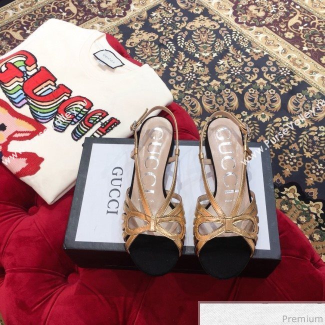 Gucci Metallic Leather Sandal 549645 Gold/Black 2019 (KL-9031931)