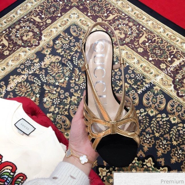 Gucci Metallic Leather Sandal 549645 Gold/Black 2019 (KL-9031931)