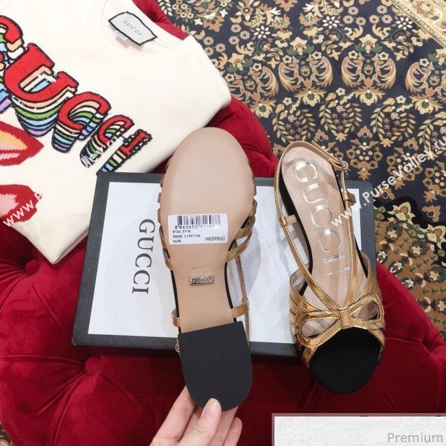 Gucci Metallic Leather Sandal 549645 Gold/Black 2019 (KL-9031931)