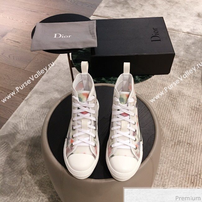 Dior x Kaws Floral High-top Sneakers White/Pink 2019(For Women and Men) (KL-9031940)