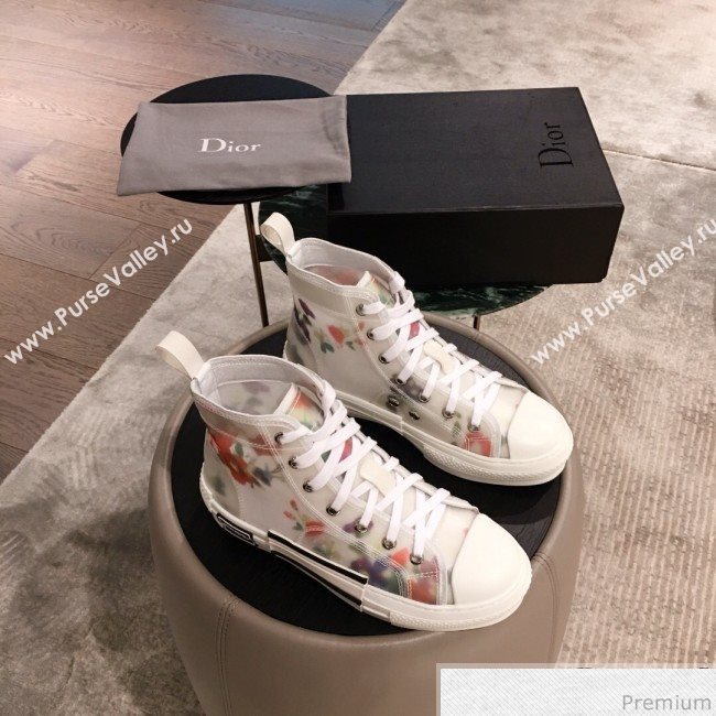 Dior x Kaws Floral High-top Sneakers White/Pink 2019(For Women and Men) (KL-9031940)