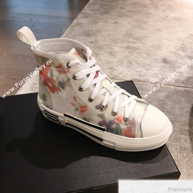 Dior x Kaws Floral High-top Sneakers White/Pink 2019(For Women and Men) (KL-9031940)