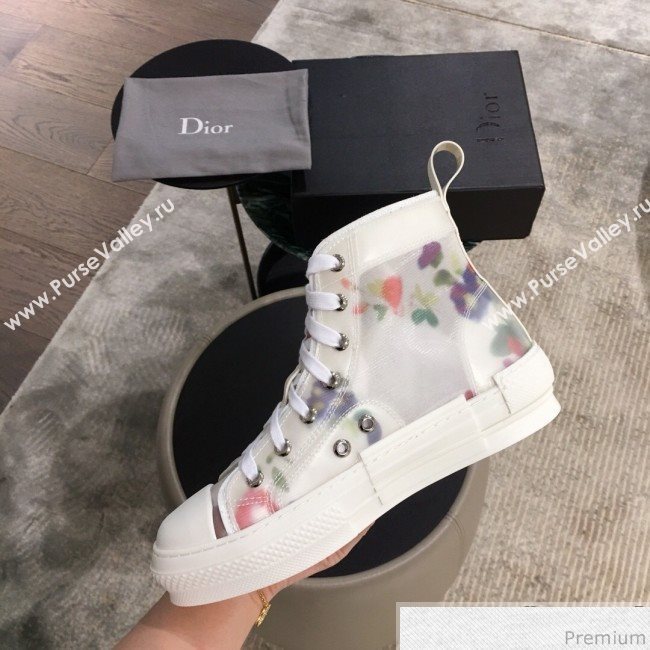 Dior x Kaws Floral High-top Sneakers White/Pink 2019(For Women and Men) (KL-9031940)