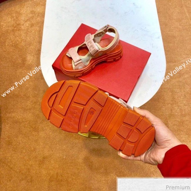 Gucci Flat Leather and Mesh Sandal 549909 Pink 2019(For Women and Men) (SIYA-9031945)