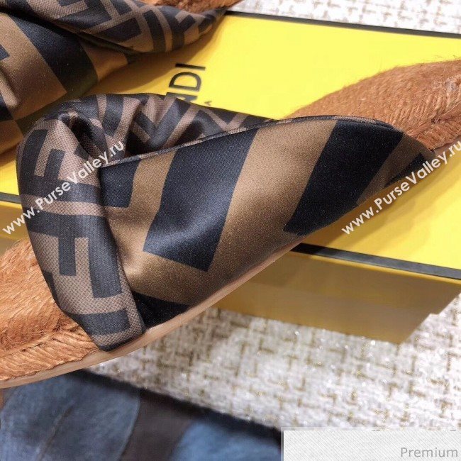 Fendi Twist Flat Satin Slide Sandals Coffee 2019 (ANDI-9032003)