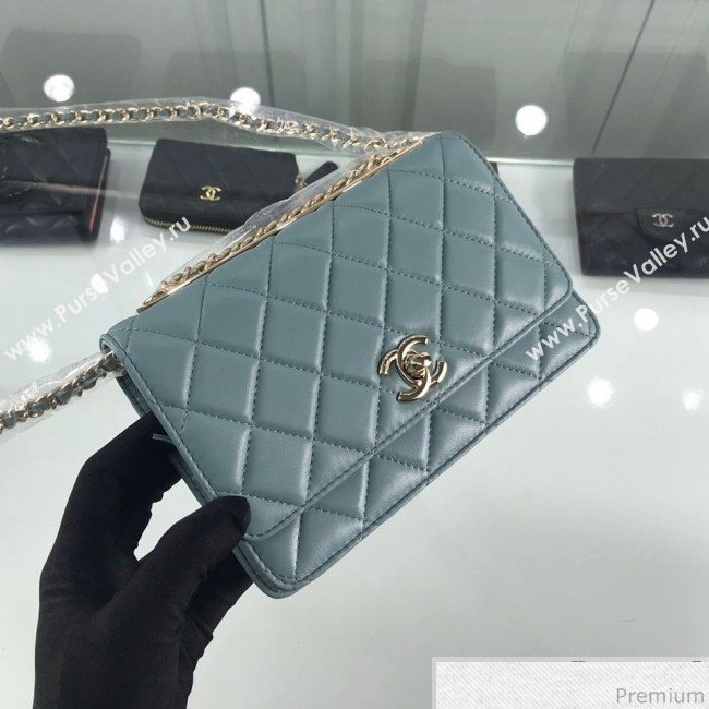Chanel Metallic Band Lambskin Wallet on Chain WOC Bag Light Blue 2019 (HOT-9031801)