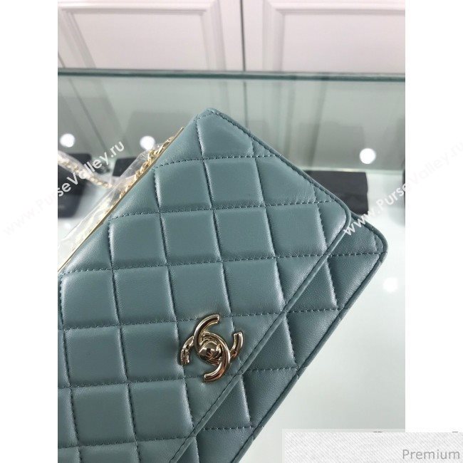 Chanel Metallic Band Lambskin Wallet on Chain WOC Bag Light Blue 2019 (HOT-9031801)