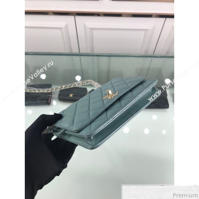 Chanel Metallic Band Lambskin Wallet on Chain WOC Bag Light Blue 2019 (HOT-9031801)