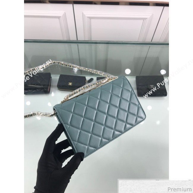 Chanel Metallic Band Lambskin Wallet on Chain WOC Bag Light Blue 2019 (HOT-9031801)