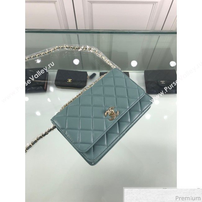 Chanel Metallic Band Lambskin Wallet on Chain WOC Bag Light Blue 2019 (HOT-9031801)