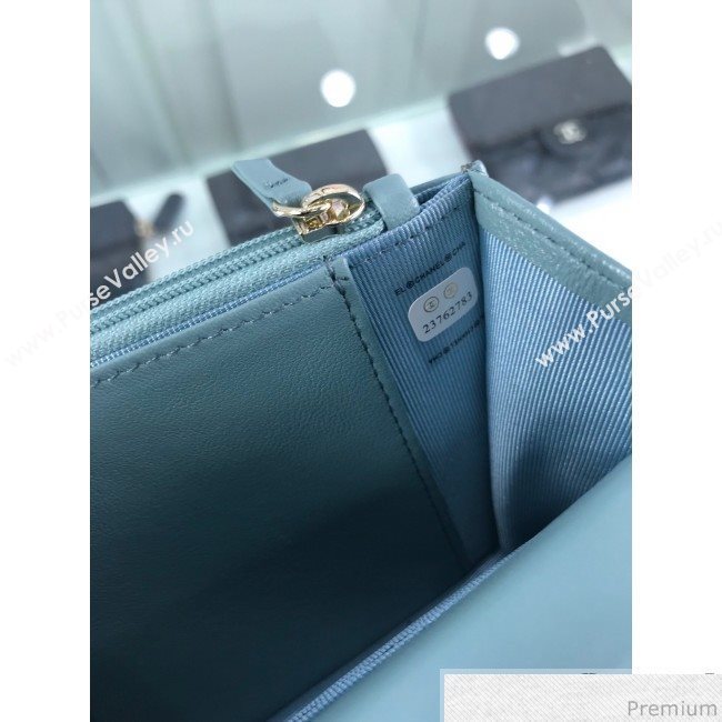Chanel Metallic Band Lambskin Wallet on Chain WOC Bag Light Blue 2019 (HOT-9031801)