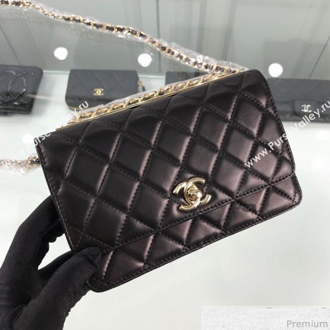 Chanel Metallic Band Lambskin Wallet on Chain WOC Bag Black 2019 (HOT-9031802)