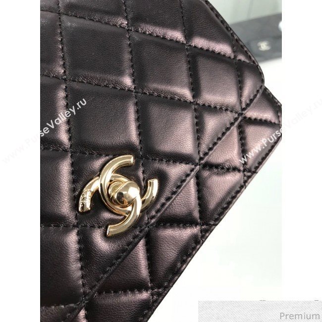 Chanel Metallic Band Lambskin Wallet on Chain WOC Bag Black 2019 (HOT-9031802)