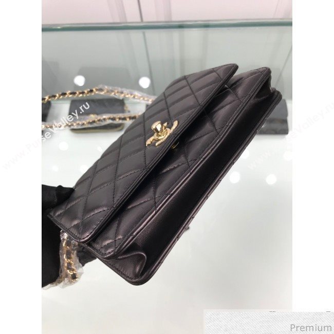 Chanel Metallic Band Lambskin Wallet on Chain WOC Bag Black 2019 (HOT-9031802)