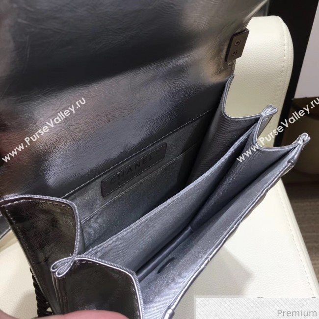 Chanel Metallic Leather Boy Flap Bag AS0130 Silver 2019 (AMY-9031806)
