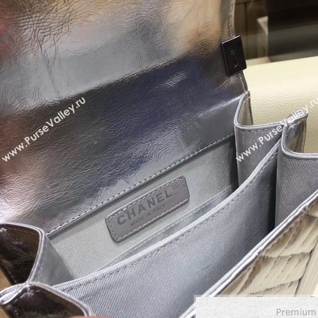 Chanel Metallic Leather Boy Flap Bag AS0130 Silver 2019 (AMY-9031806)