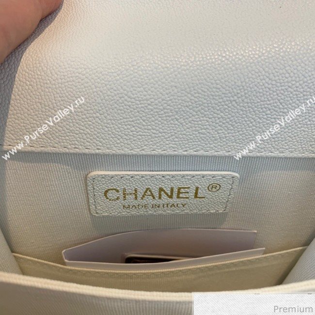 Chanel Grained Calfskin Boy Flap Bag AS0130 White/Gold 2019 (SSZ-9031805)