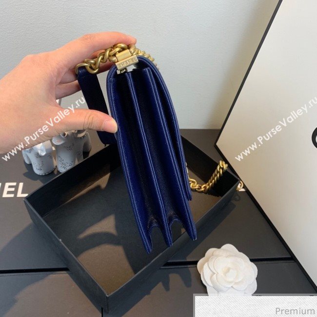 Chanel Grained Calfskin Boy Flap Bag AS0130 Royal Blue/Gold 2019 (SSZ-9031808)