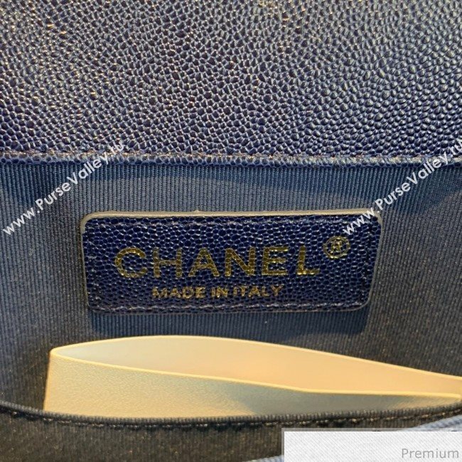 Chanel Grained Calfskin Boy Flap Bag AS0130 Royal Blue/Gold 2019 (SSZ-9031808)