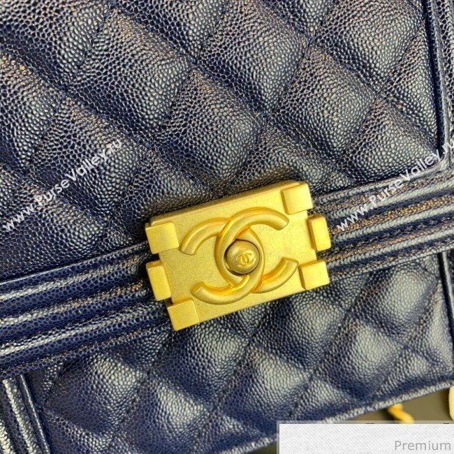 Chanel Grained Calfskin Boy Flap Bag AS0130 Royal Blue/Gold 2019 (SSZ-9031808)