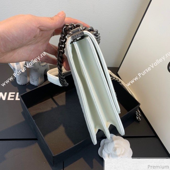 Chanel Grained Calfskin Boy Flap Bag AS0130 White/Silver 2019 (SSZ-9031807)