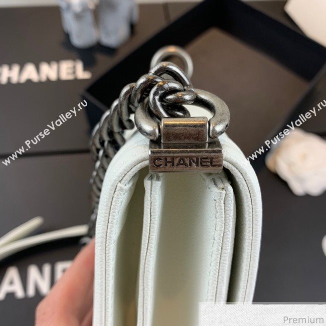 Chanel Grained Calfskin Boy Flap Bag AS0130 White/Silver 2019 (SSZ-9031807)