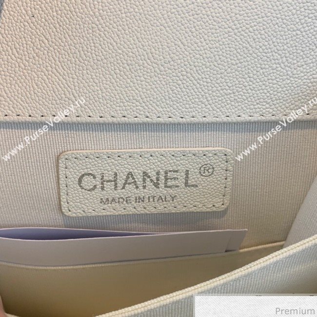 Chanel Grained Calfskin Boy Flap Bag AS0130 White/Silver 2019 (SSZ-9031807)