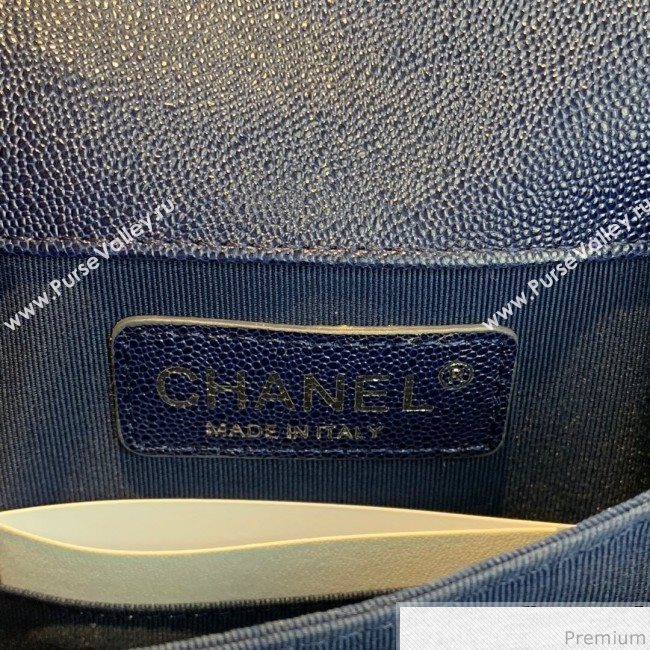 Chanel Grained Calfskin Boy Flap Bag AS0130 Royal Blue/Silver 2019 (SSZ-9031809)