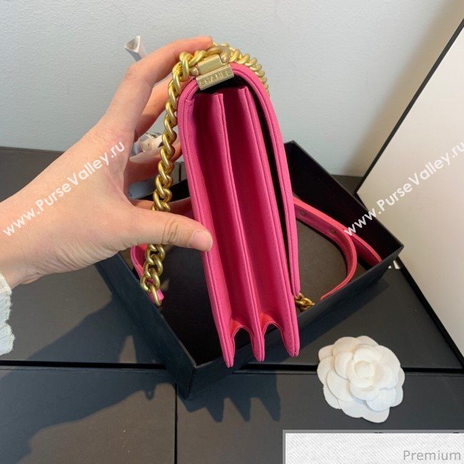Chanel Grained Calfskin Boy Flap Bag AS0130 Pink/Gold 2019 (SSZ-9031810)