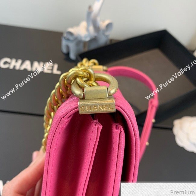 Chanel Grained Calfskin Boy Flap Bag AS0130 Pink/Gold 2019 (SSZ-9031810)
