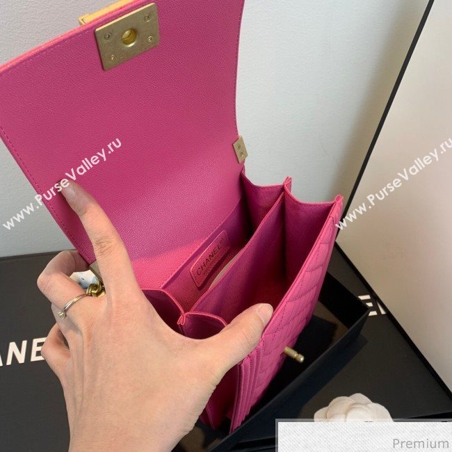 Chanel Grained Calfskin Boy Flap Bag AS0130 Pink/Gold 2019 (SSZ-9031810)