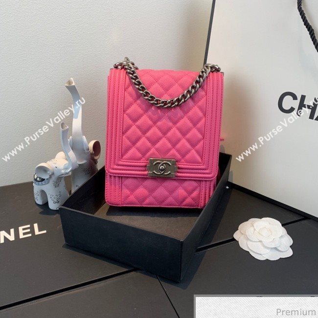 Chanel Grained Calfskin Boy Flap Bag AS0130 Pink/Silver 2019 (SSZ-9031811)