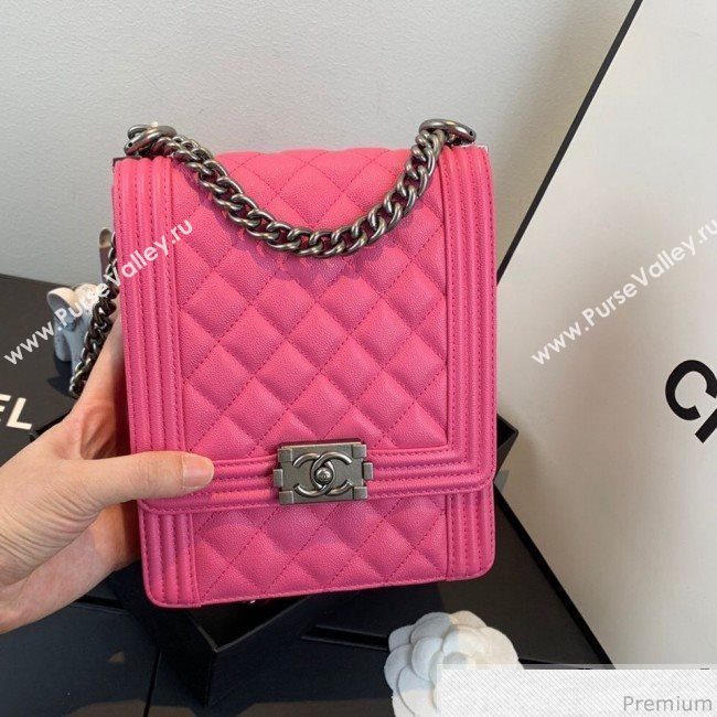 Chanel Grained Calfskin Boy Flap Bag AS0130 Pink/Silver 2019 (SSZ-9031811)