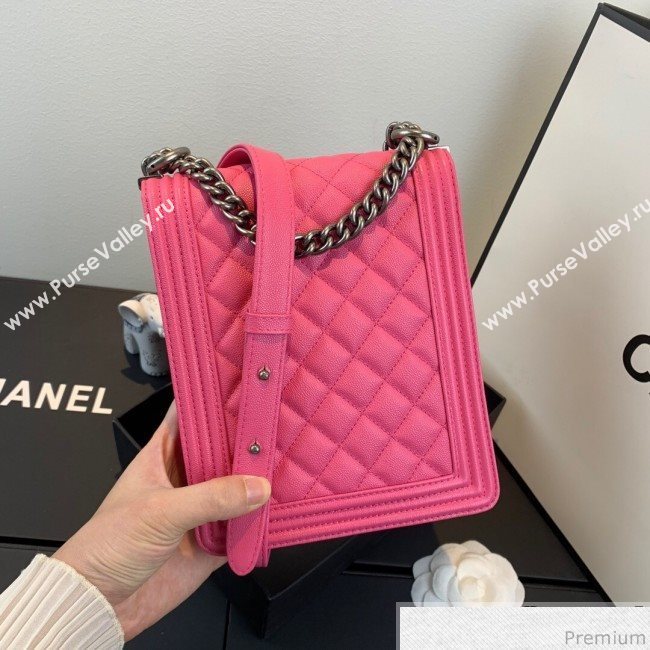 Chanel Grained Calfskin Boy Flap Bag AS0130 Pink/Silver 2019 (SSZ-9031811)