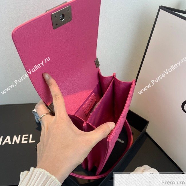 Chanel Grained Calfskin Boy Flap Bag AS0130 Pink/Silver 2019 (SSZ-9031811)