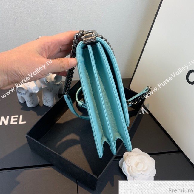 Chanel Grained Calfskin Boy Flap Bag AS0130 Light Blue/Silver 2019 (SSZ-9031812)