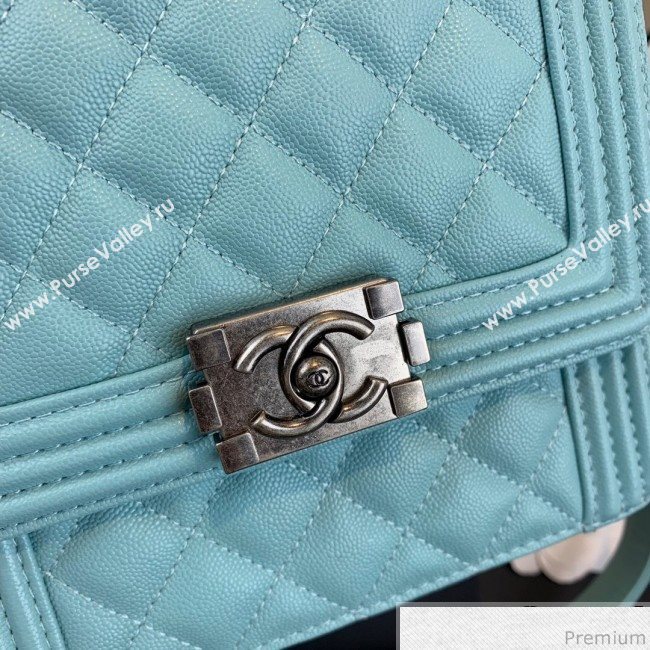 Chanel Grained Calfskin Boy Flap Bag AS0130 Light Blue/Silver 2019 (SSZ-9031812)