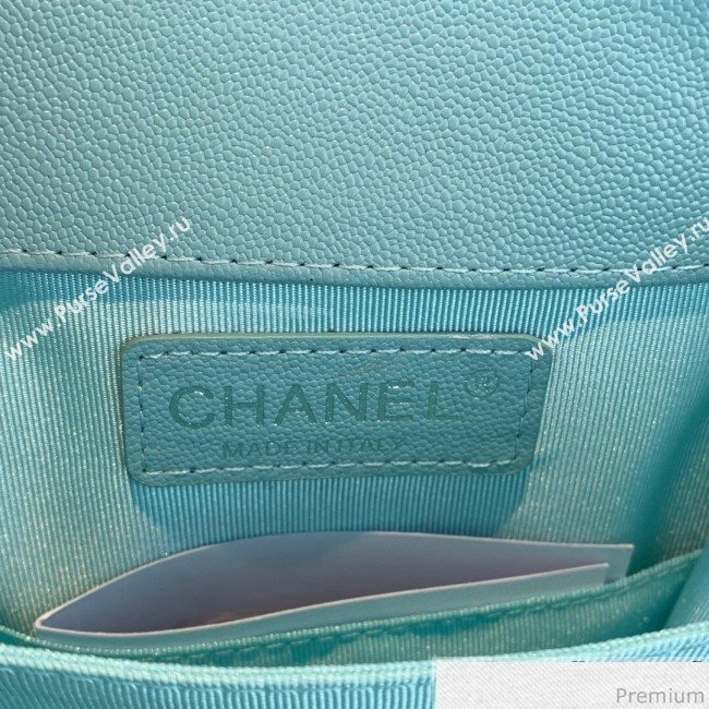 Chanel Grained Calfskin Boy Flap Bag AS0130 Light Blue/Silver 2019 (SSZ-9031812)