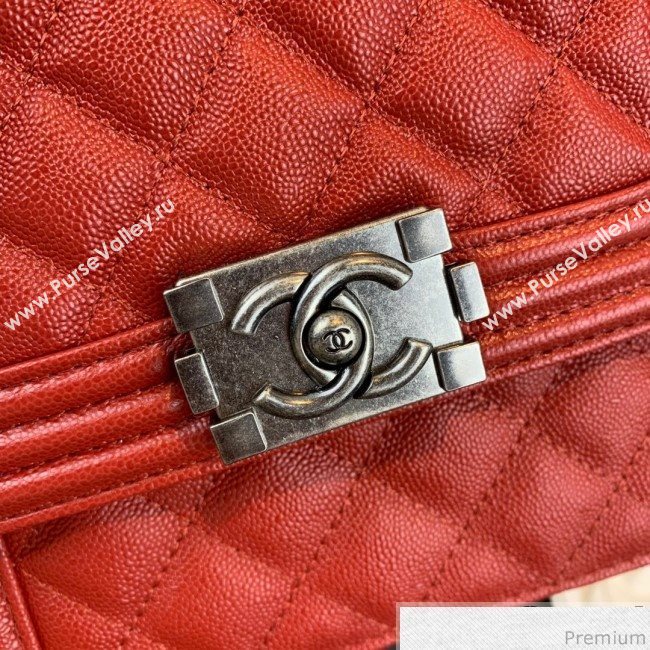 Chanel Grained Calfskin Boy Flap Bag AS0130 Red/Silver 2019 (SSZ-9031813)