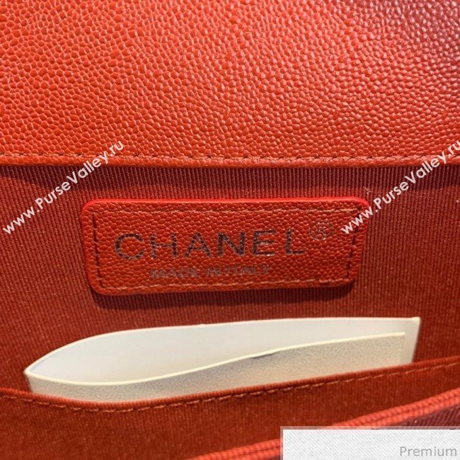 Chanel Grained Calfskin Boy Flap Bag AS0130 Red/Silver 2019 (SSZ-9031813)