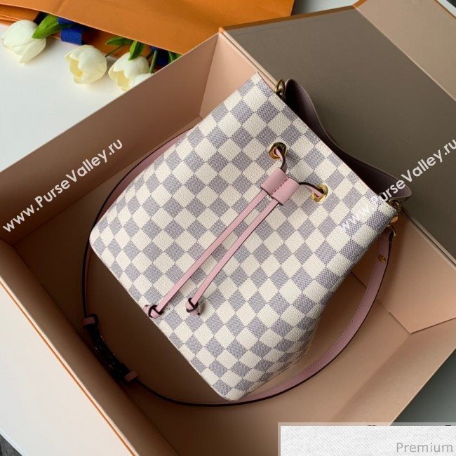 Louis Vuitton Noe Bucket Bag in Damier Azur Canvas N40152 Pink 2019 (KD-9031818)